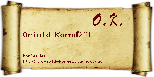 Oriold Kornél névjegykártya