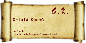 Oriold Kornél névjegykártya